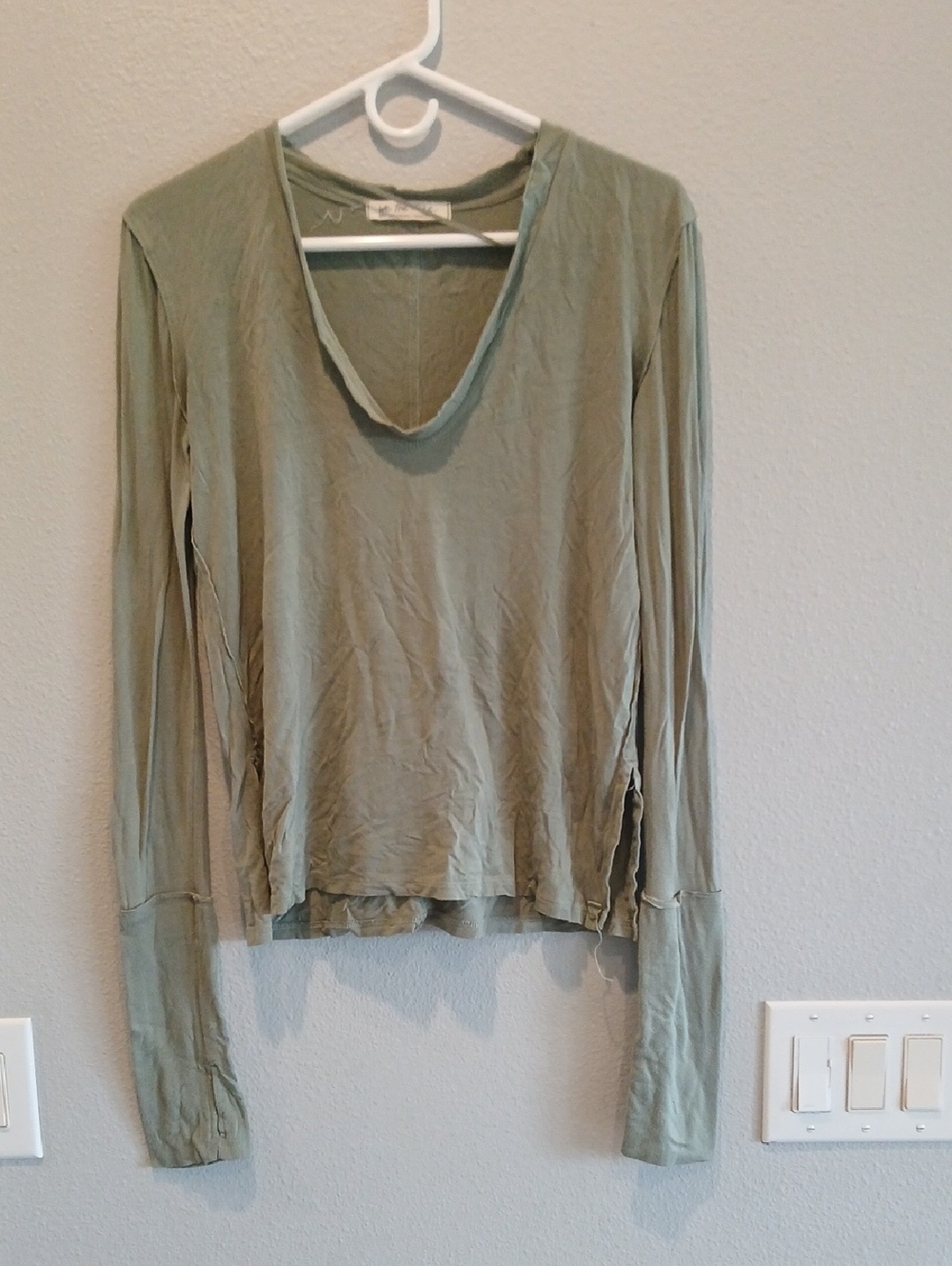 We The Free Olive Green Long-Sleeve V-Neck Top